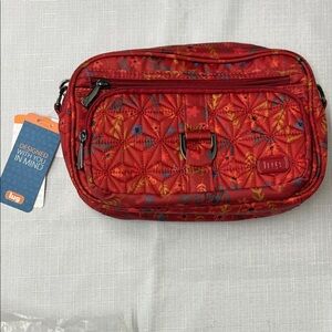 Lug Red Floral Quilted Crossbody Bag